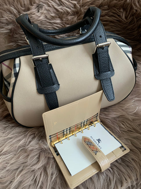 Burberry Brown Nova Check Leather Notebook Cover
