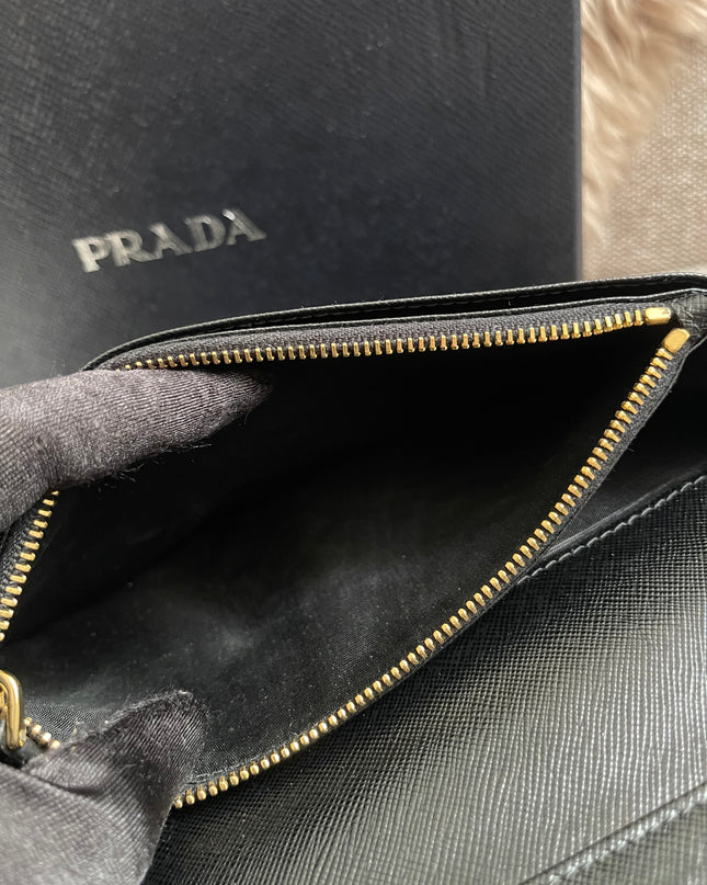 Preloved Authentic Prada Organizer Wallet — Saffiano Leather