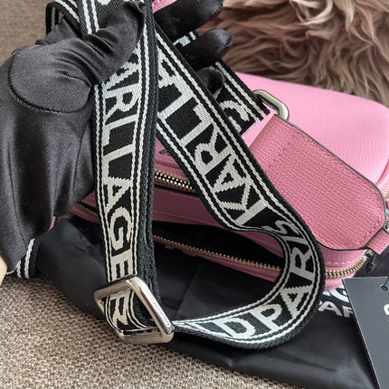 Peloved Authentic Karl Lagerfeld Paris Camera Bag – Pink Pebbled Leather, Logo Strap (Brand New)