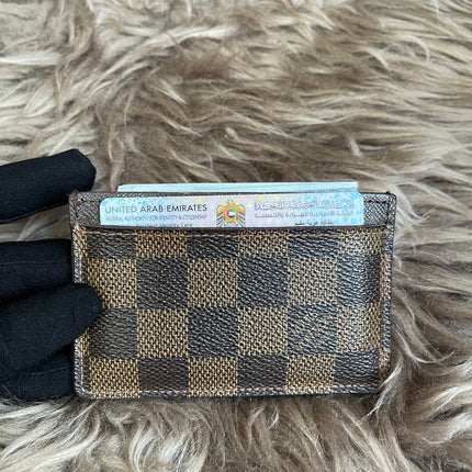 Pre-Owned Louis Vuitton Card Holder Damier Ebene Canvas