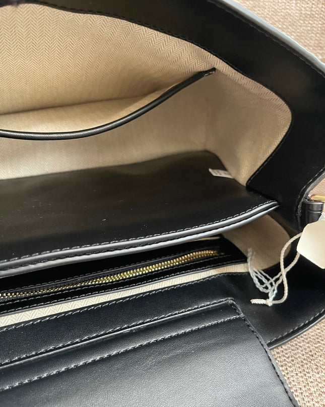 Preloved Authentic Tory Burch Britten Embossed Satchel in Black