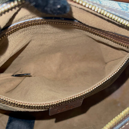Peloved Authentic Gucci GG Supreme Duffle/Boston Mini – Tan Leather Trim with Strap