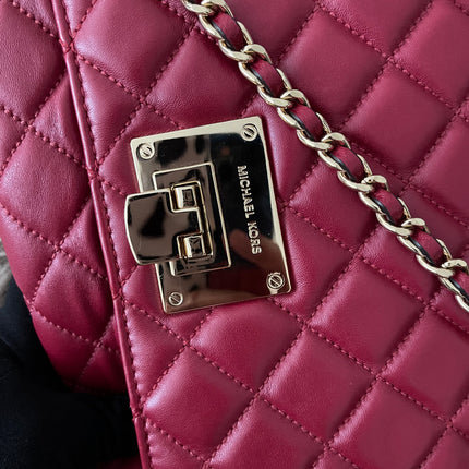 Preloved Authentic Michael Kors Red Vivianne Quilted Leather Shoulder Flap Bag