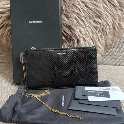 Preloved Authentic Saint Laurent Pouch Avenue Black Python Chain Bag