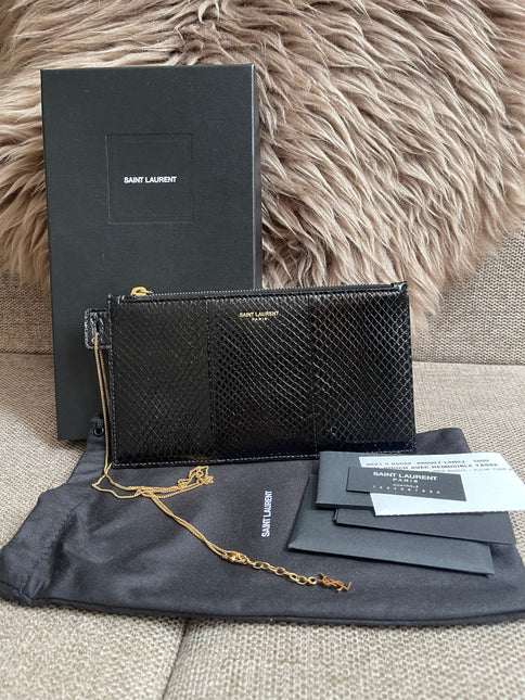 Preloved Authentic Saint Laurent Pouch Avenue Black Python Chain Bag