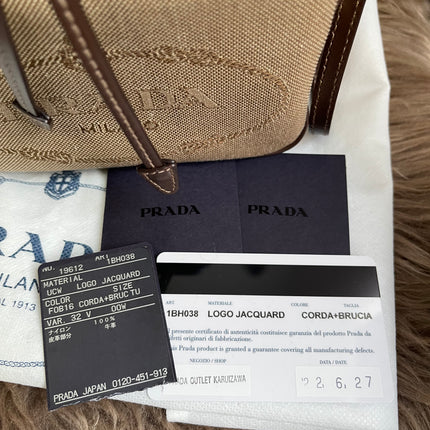 Preloved Prada  2021 Logo Jacquard Bucket Bag