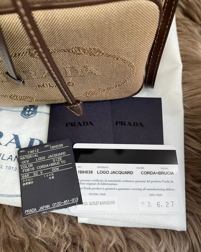 Preloved Prada  2021 Logo Jacquard Bucket Bag