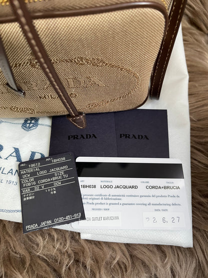 Preloved Prada  2021 Logo Jacquard Bucket Bag