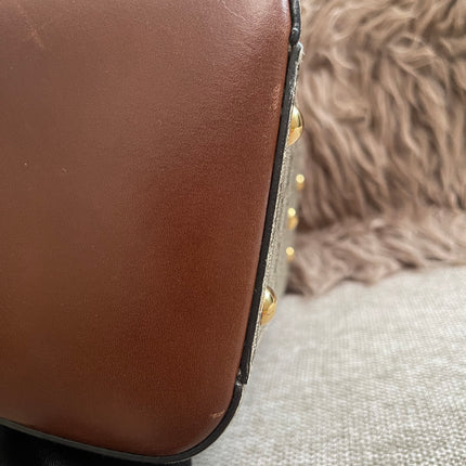 Peloved Authentic Gucci GG Supreme Duffle/Boston Mini – Tan Leather Trim with Strap
