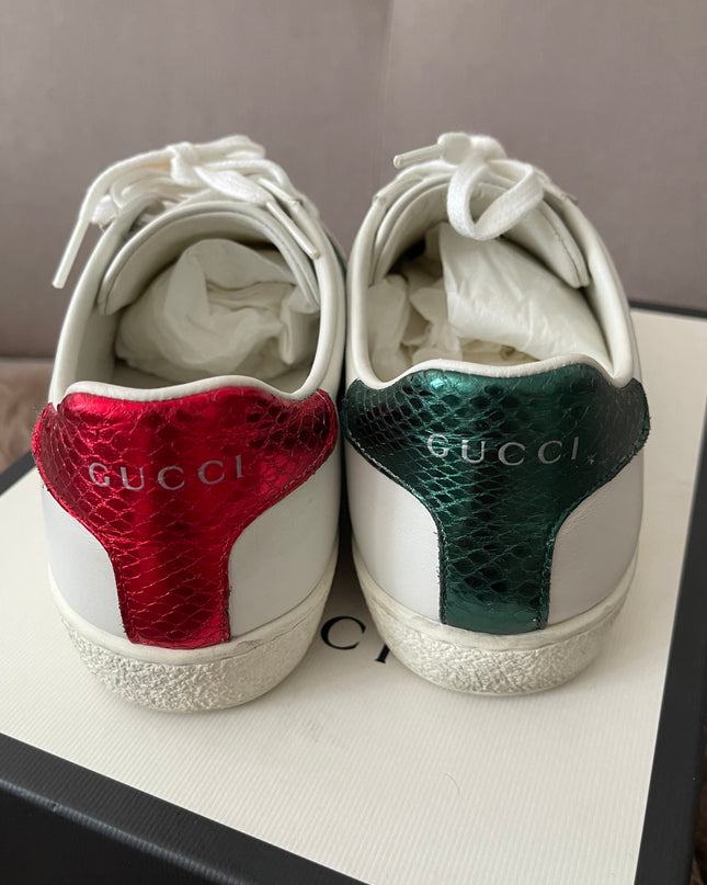 Preloved Authentic Ace Embroidered Low Top Sneakers in Leather SZ35