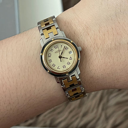 Preloved Authentic Hermès Clipper Watch (2-Tone)