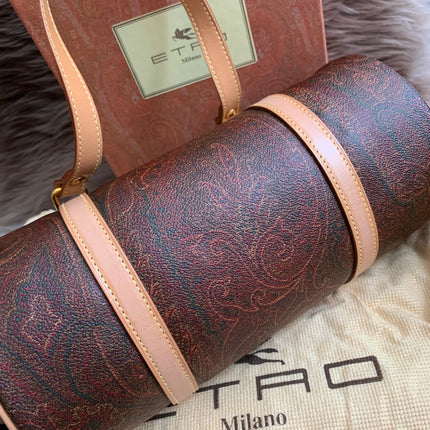 Etro Multicolor Paisley Print Coated Canvas and Leather Barrel Bag