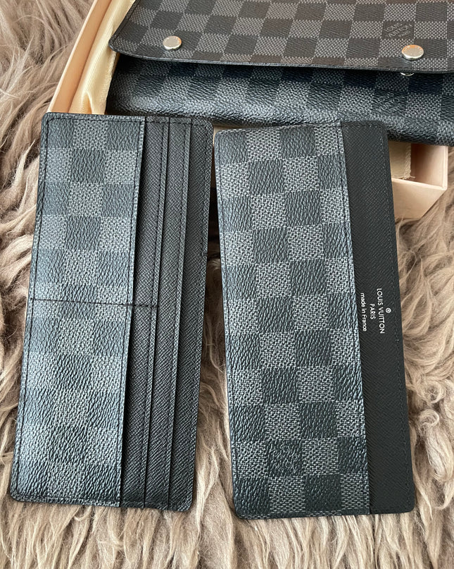 Preloved Authentic Rank A- Louis Vuitton Damier Graphite long wallet with removable insert