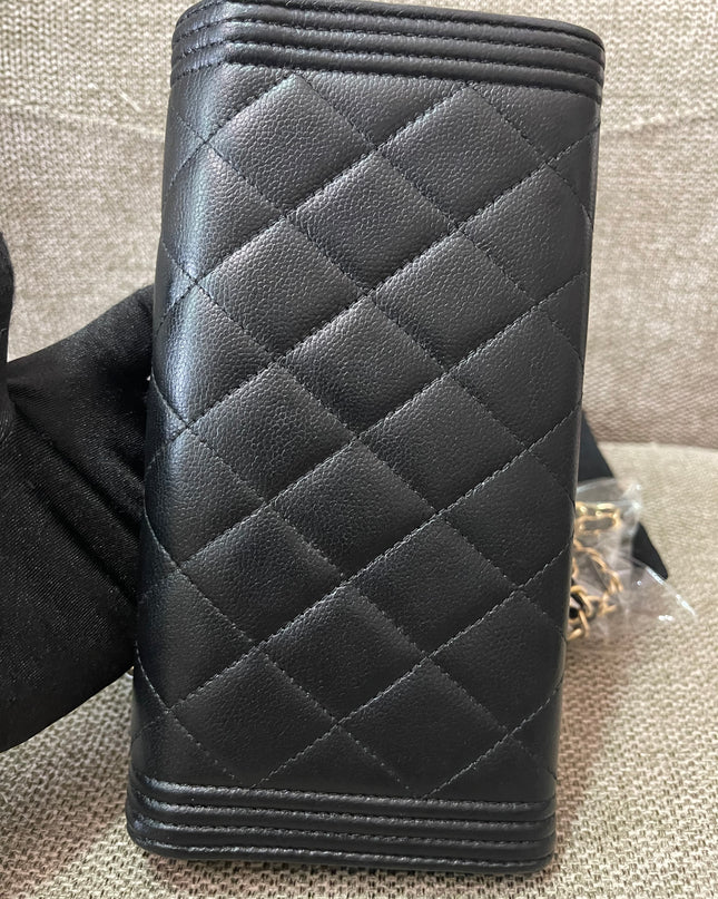 Preloved Authentic Chanel Boy Long Wallet with Chain Strap (WOC Style)