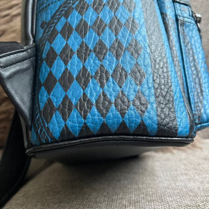 Preloved Authentic MCM Stark Backpack in Blue Black Visetos