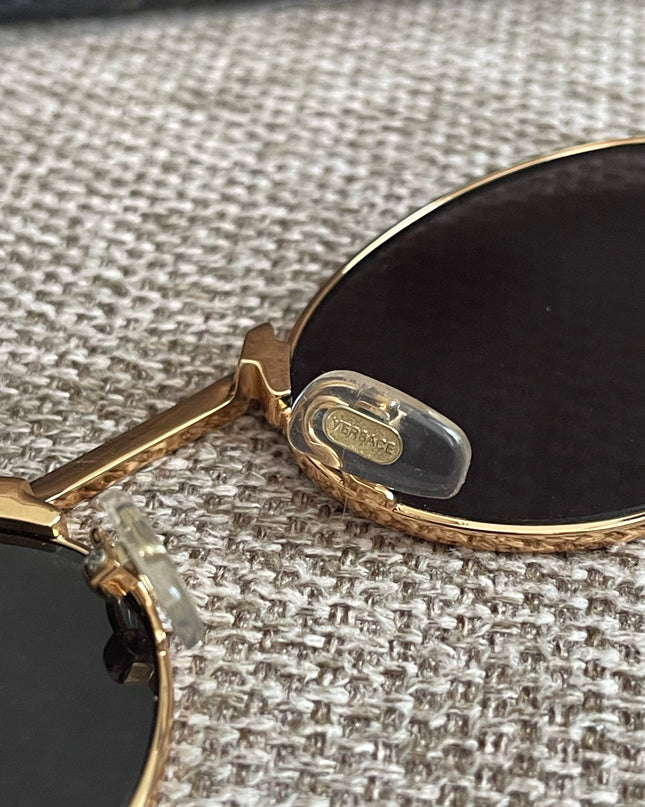 Preloved Authentic Versace Biggie Oval Sunglasses – Black & Gold Medusa, VE2176
