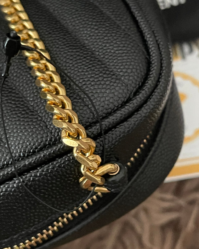 Preloved Authentic Saint Laurent Mini Lou Camera Bag in black quilted leather with gold-tone hardware