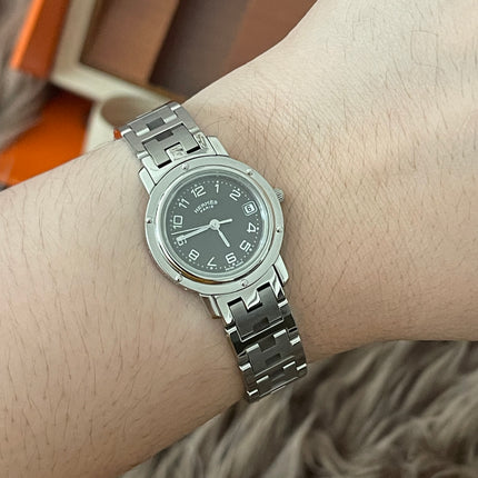PRELOVED AUTHENTIC HERMES STAINLESS STEEL CLIPPER WATCH 24MM/16.5CM
