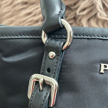 Preloved Authentic Prada Tessuto Nylon Tote Bag Black with Crossbody Strap