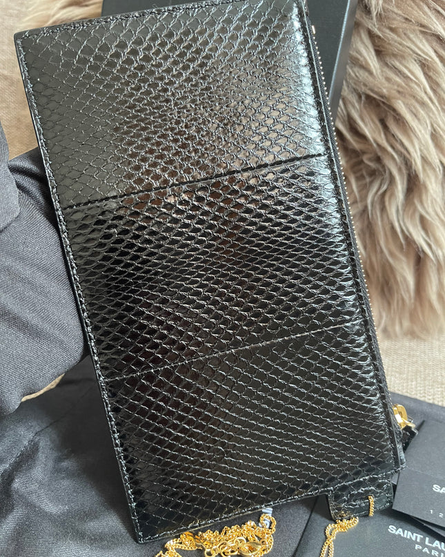 Preloved Authentic Saint Laurent Pouch Avenue Black Python Chain Bag