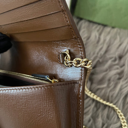 Preloved Authentic Gucci Horsebit 1955 Wallet with Chain in GG Supreme canvas