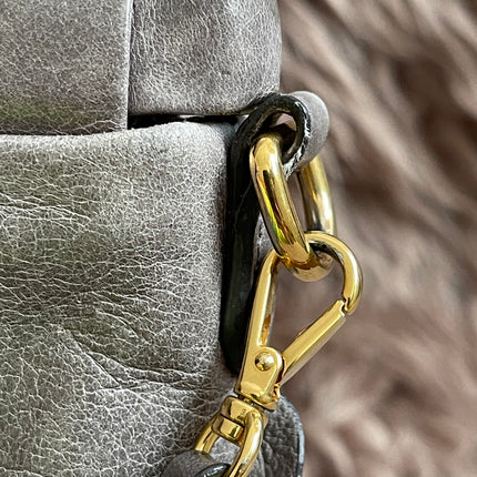 Preloved Autehntic Miu Miu Ruffle Crossbody Bag – Taupe