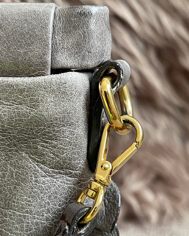 Preloved Autehntic Miu Miu Ruffle Crossbody Bag – Taupe