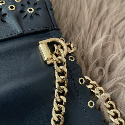 Preloved Authentic Michael Kors Black Leather Small Sloan Studded Chain Shoulder Bag