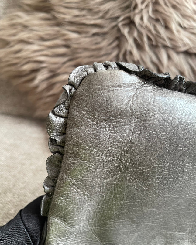 Preloved Autehntic Miu Miu Ruffle Crossbody Bag – Taupe