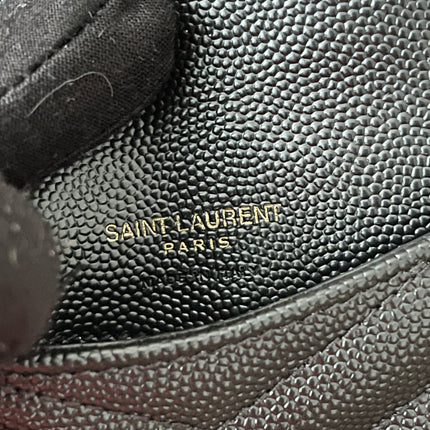 Preloved Authentic SAINT LAURENT Fragments zipped card case with flap