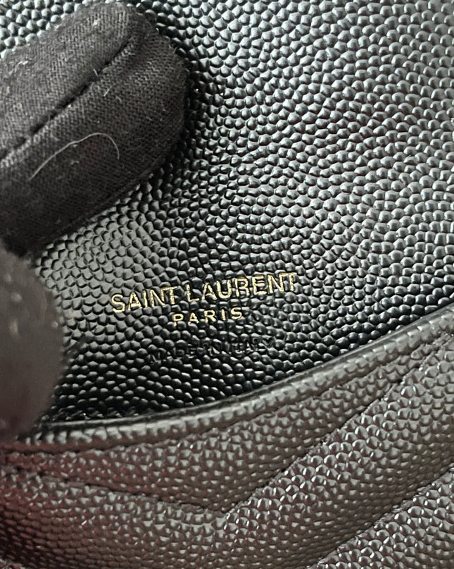 Preloved Authentic SAINT LAURENT Fragments zipped card case with flap