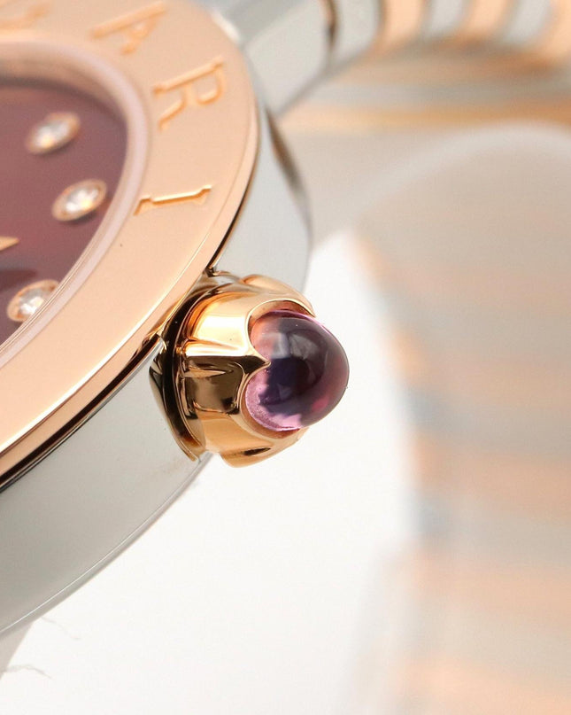 Preloved Authentic  BVLGARI BVLGARI Tubogas 12P Diamond Wristwatch in 18K Pink Gold (Pink Gold) and Stainless Steel with Diamonds, Gold-Tone BBLP262TSG