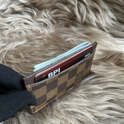 Pre-Owned Louis Vuitton Card Holder Damier Ebene Canvas