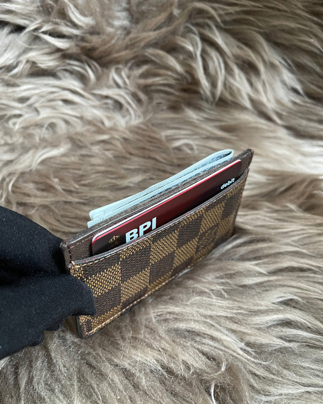 Pre-Owned Louis Vuitton Card Holder Damier Ebene Canvas
