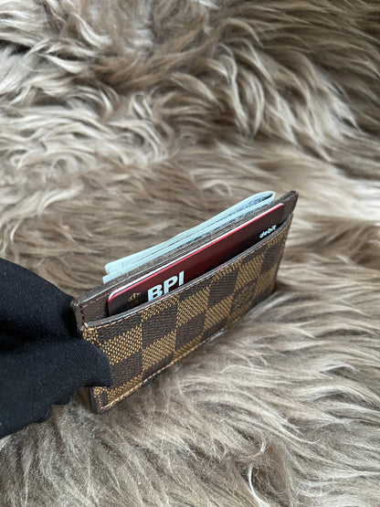 Pre-Owned Louis Vuitton Card Holder Damier Ebene Canvas