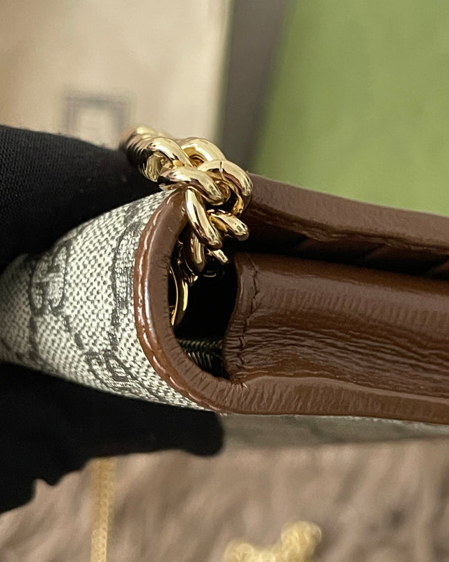 Preloved Authentic Gucci Horsebit 1955 Wallet with Chain in GG Supreme canvas