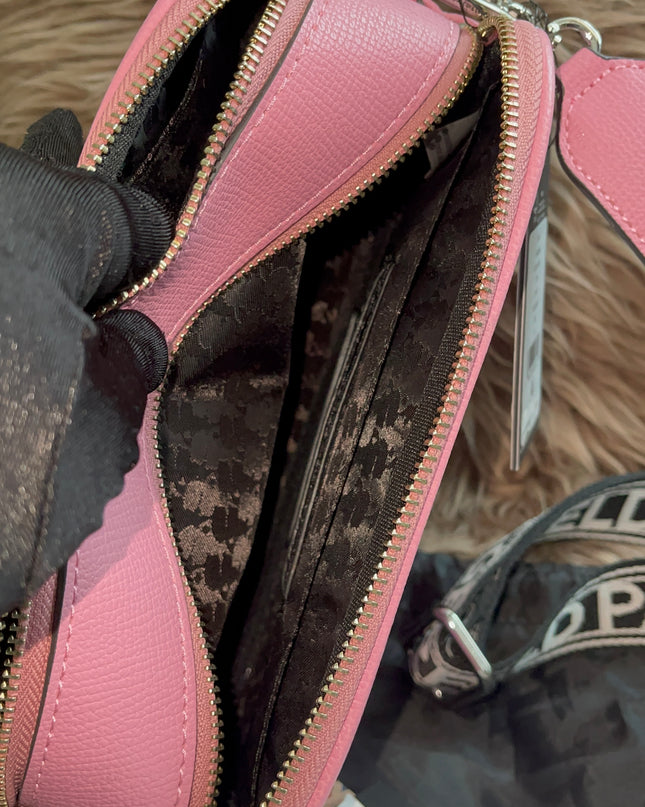 Peloved Authentic Karl Lagerfeld Paris Camera Bag – Pink Pebbled Leather, Logo Strap (Brand New)