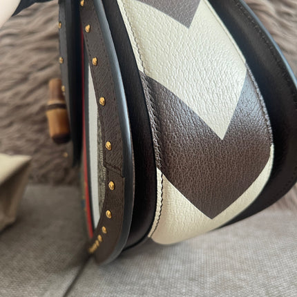 Preloved Authentic Gucci GG Supreme Canvas Leather and Python Medium Bamboo 1947 Top Handle Bag
