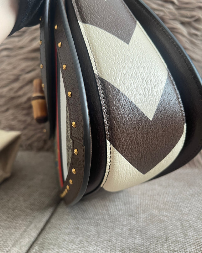 Preloved Authentic Gucci GG Supreme Canvas Leather and Python Medium Bamboo 1947 Top Handle Bag