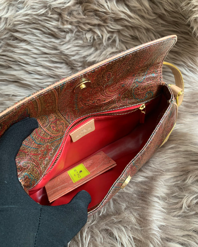 Etro Multicolor Paisley Coated Canvas and Leather Flap Crossbody Bag