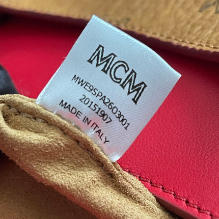 Preloved Authentic MCM Patricia Top Handle Bag – Fiesta Red with Cognac Visetos Panel