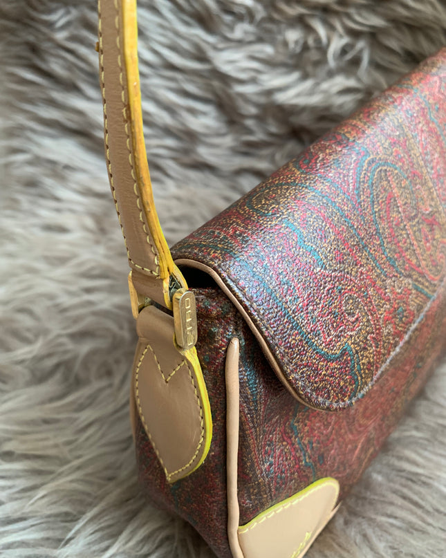 Etro Multicolor Paisley Coated Canvas and Leather Flap Crossbody Bag