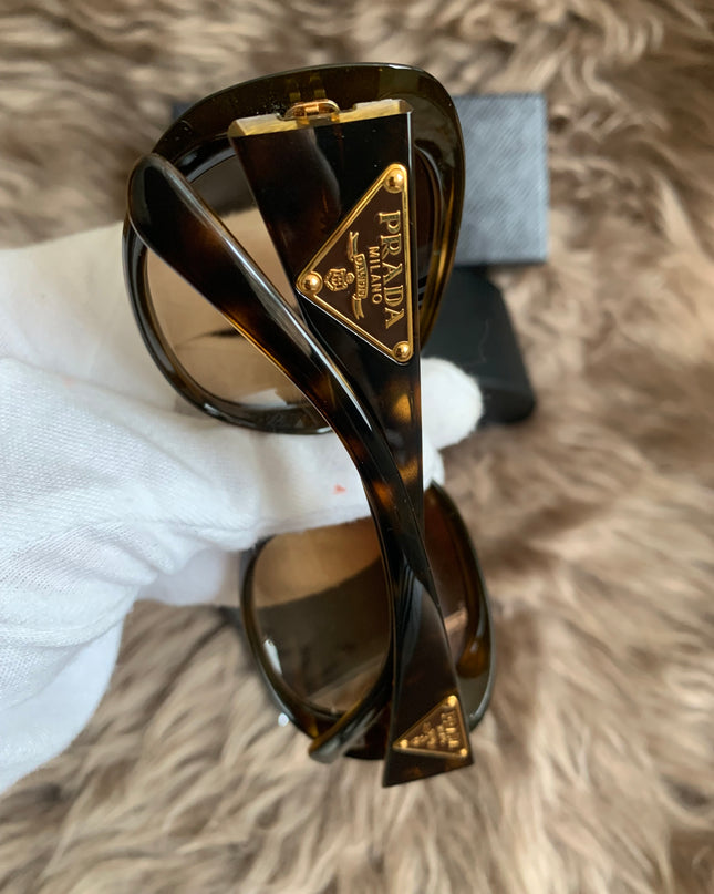 Prada Brown Oversized Oval Frame Sunglasses
