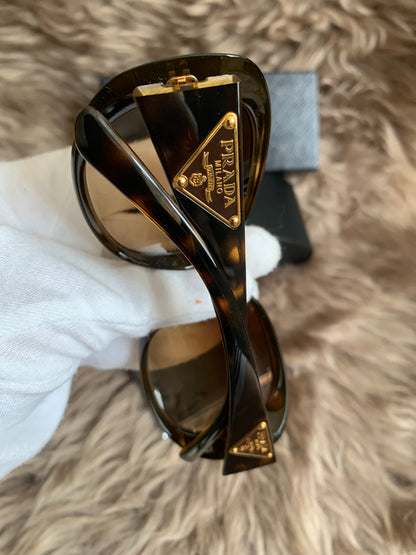 Prada Brown Oversized Oval Frame Sunglasses