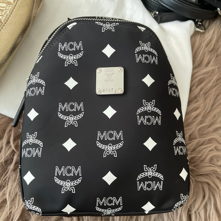 Preloved Authentic MCM Trey Mixed Media Triple-Pouch Convertible Sling
