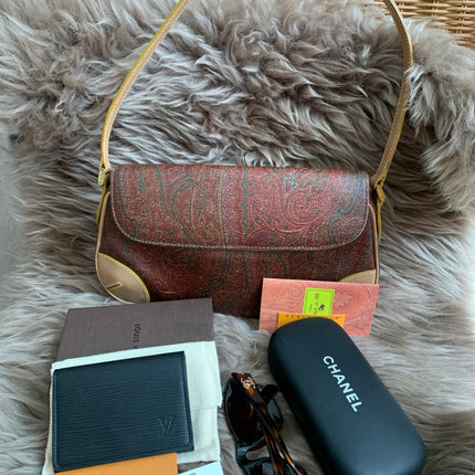 Etro Multicolor Paisley Coated Canvas and Leather Flap Crossbody Bag
