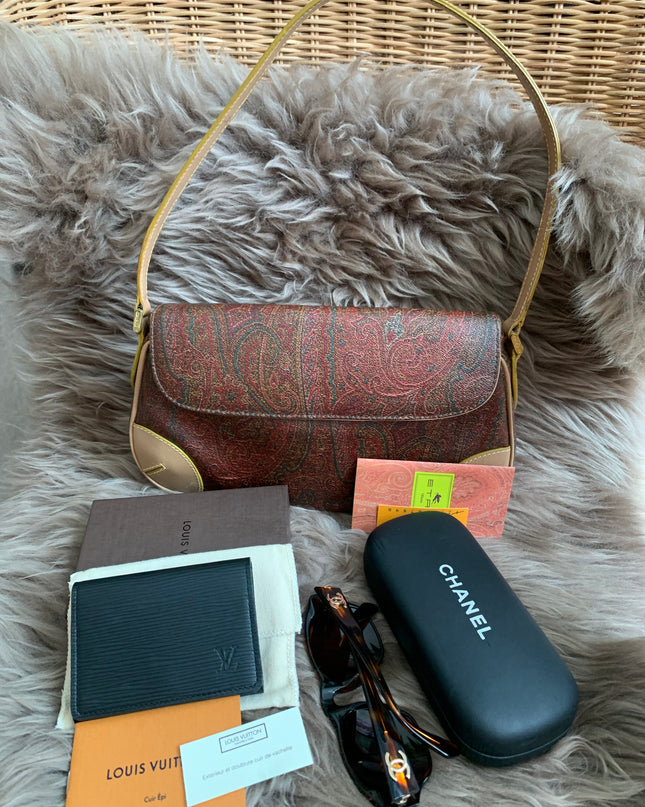 Etro Multicolor Paisley Coated Canvas and Leather Flap Crossbody Bag