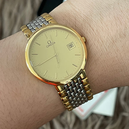 Preloved Authentic Omega De Ville two-tone quartz watch