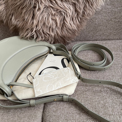 Preloved Authentic Polène Numéro Un Nano – Sage Green Textured Leather