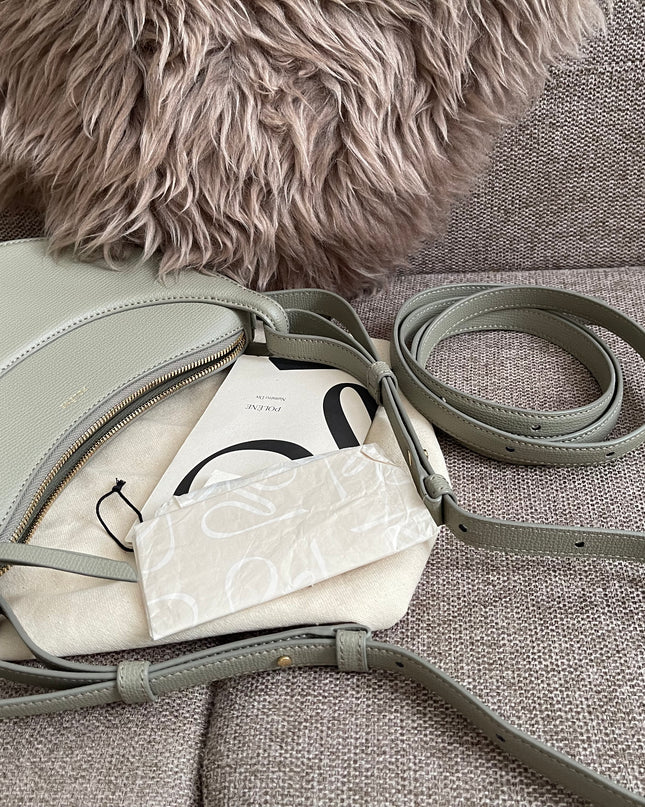 Preloved Authentic Polène Numéro Un Nano – Sage Green Textured Leather